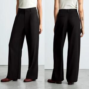 Everlane The Way High Drape Pant Wide Leg Hi-Rise Black Women 4S Inseam 29.5 NWT